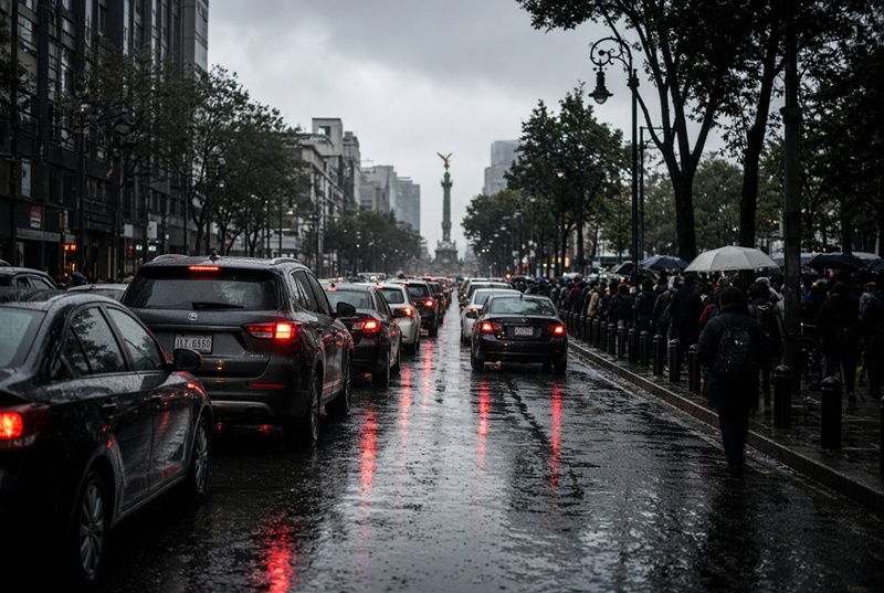 Colapso vial en CDMX por marchas, San Judas y lluvia constante