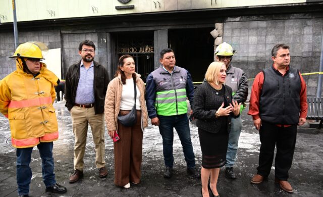 Olivia Garza acude al Edificio Juárez tras incidente registrado durante la madrugada
