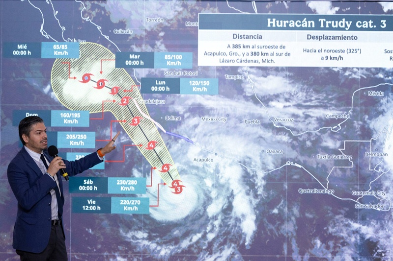 Huracán Trudy podría alcanzar categoría 4 y acercarse a Jalisco y Colima